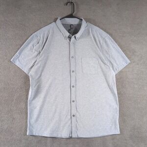 Vuori Mens XX Large Light Gray Short Sleeve Button‎ Up Shirt Pocket Polyester